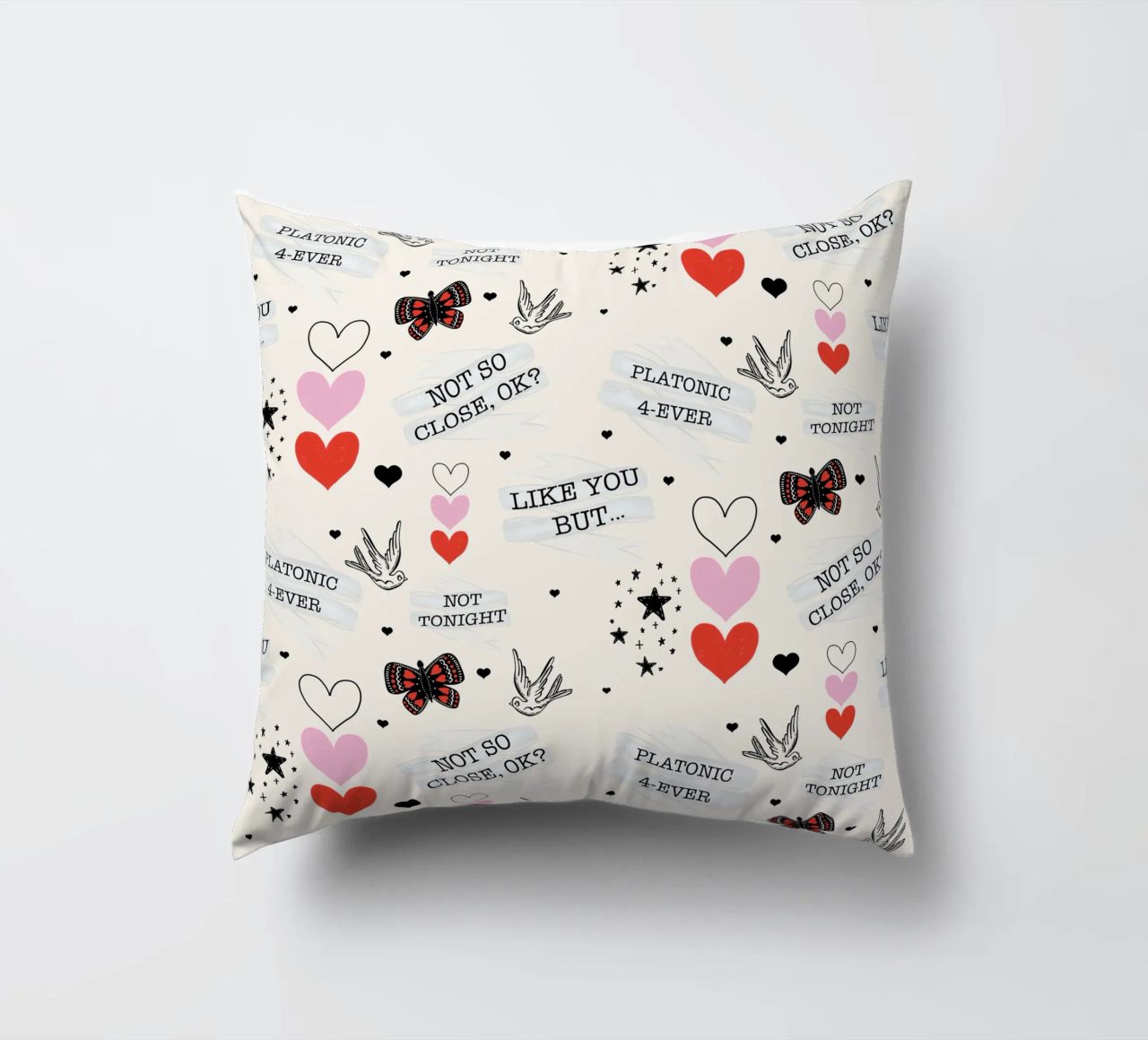 Mixed Signals - Quirky Valentine's Day Pattern decorative cushion by susanacosta