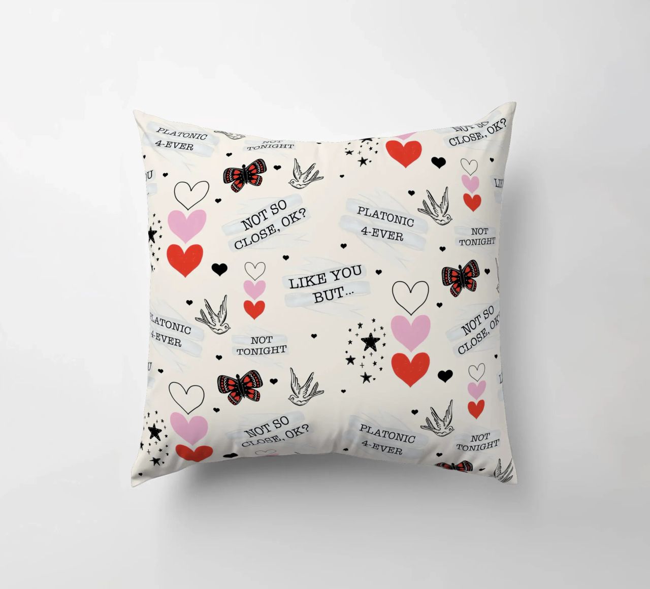 Mixed Signals - Quirky Valentine's Day Pattern decorative cushion by susanacosta