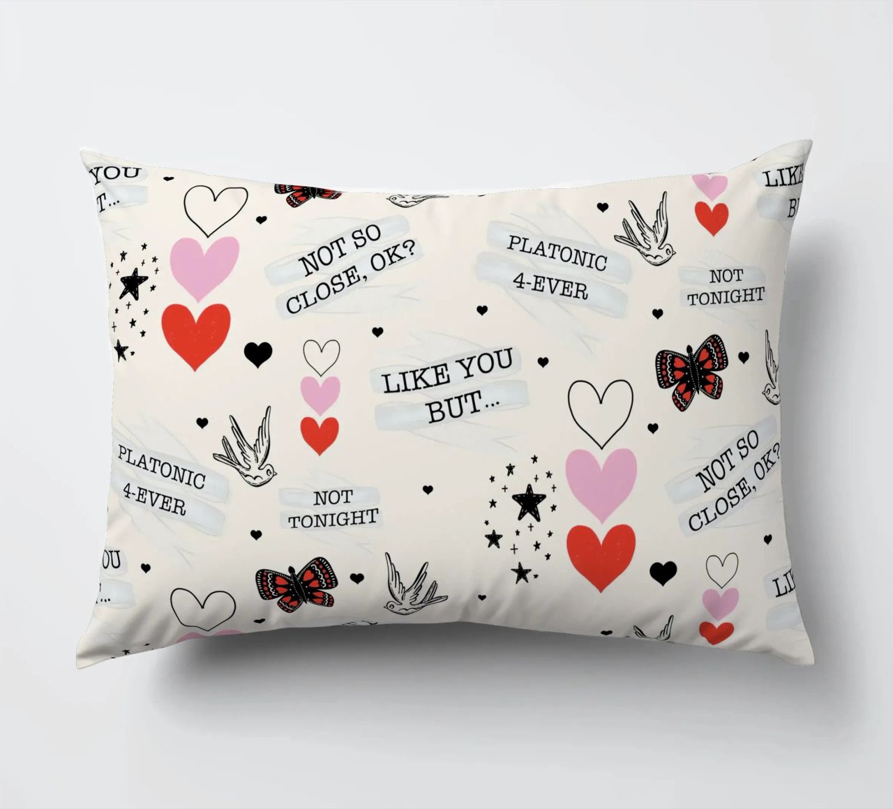 Mixed Signals - Quirky Valentine's Day Pattern decorative cushion by susanacosta