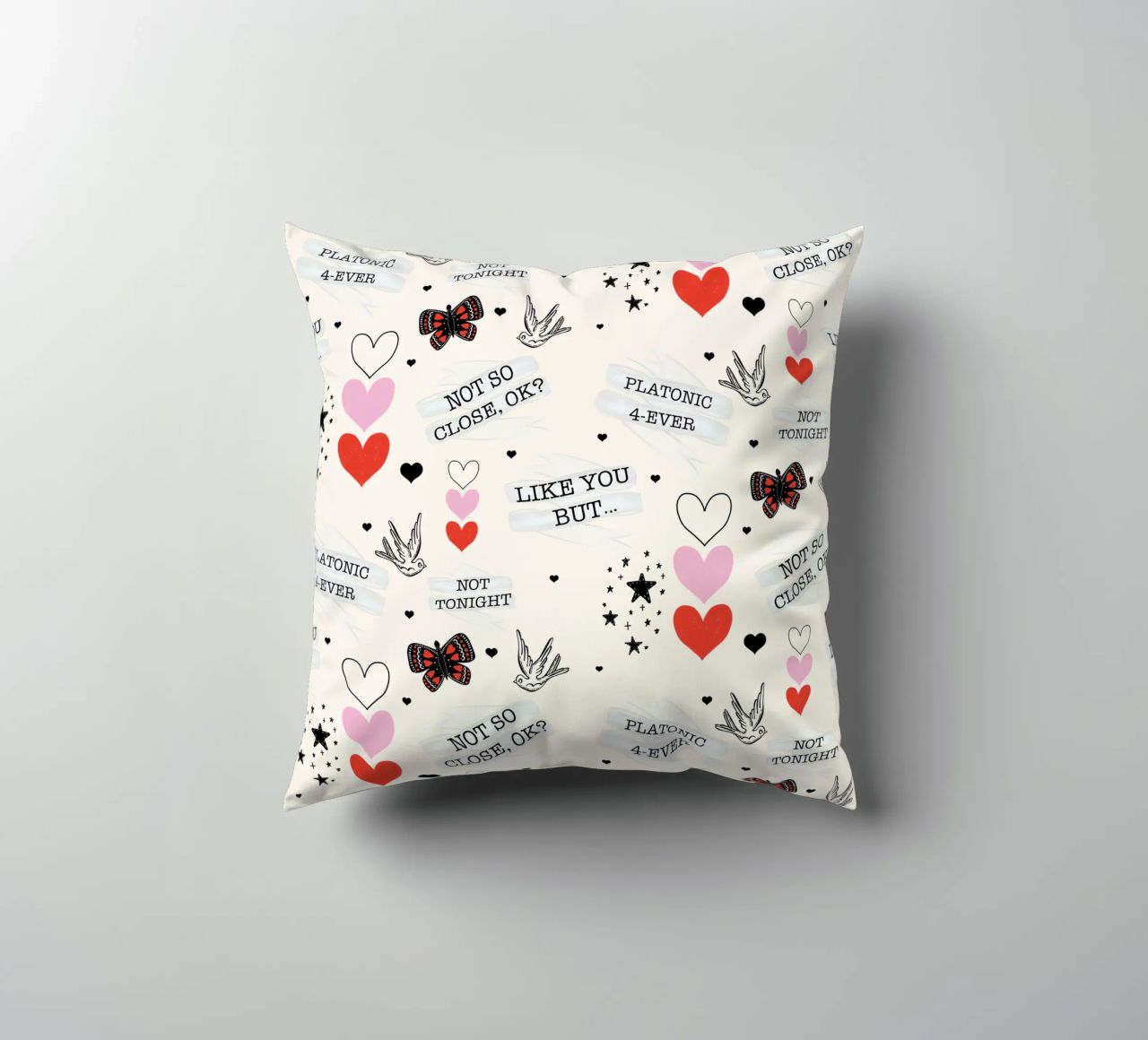 Mixed Signals - Quirky Valentine's Day Pattern decorative cushion by susanacosta