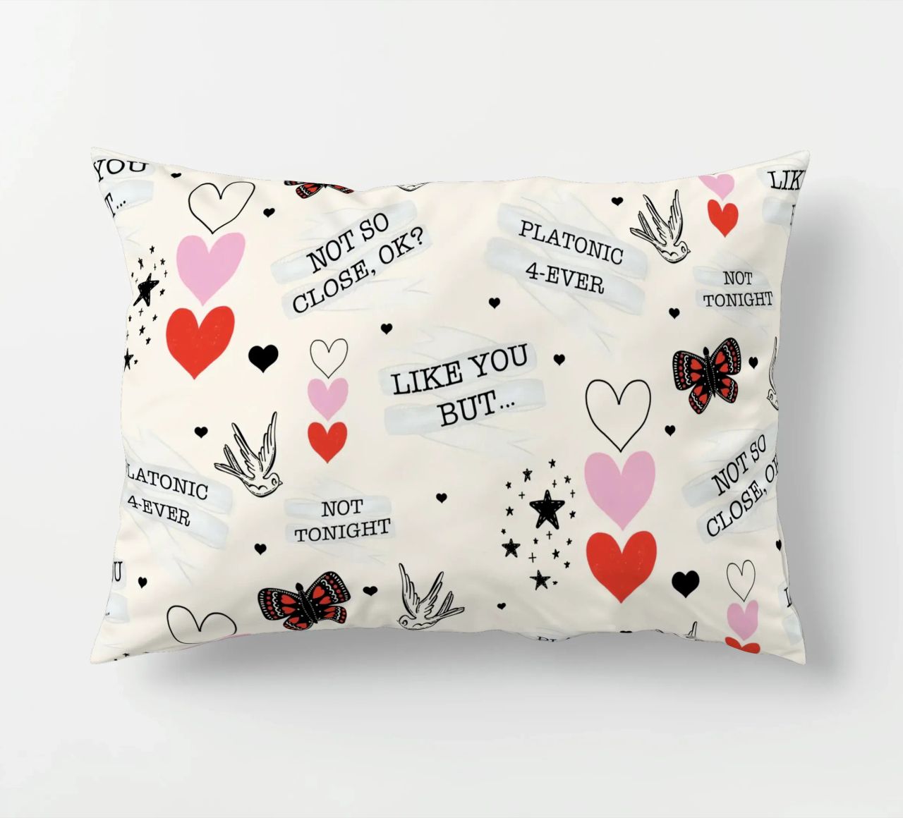 Mixed Signals - Quirky Valentine's Day Pattern decorative cushion by susanacosta