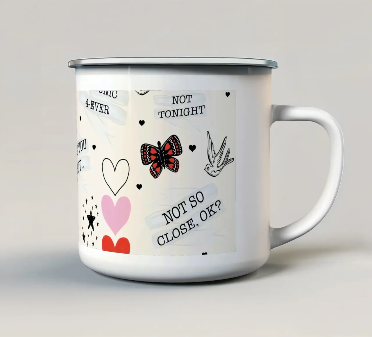 Mixed Signals - Quirky Valentine's Day Pattern enamel mug by susanacosta