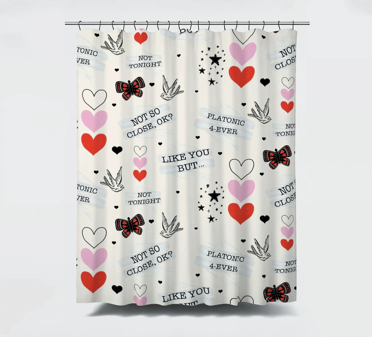 Mixed Signals - Quirky Valentine's Day Pattern shower curtain by susanacosta