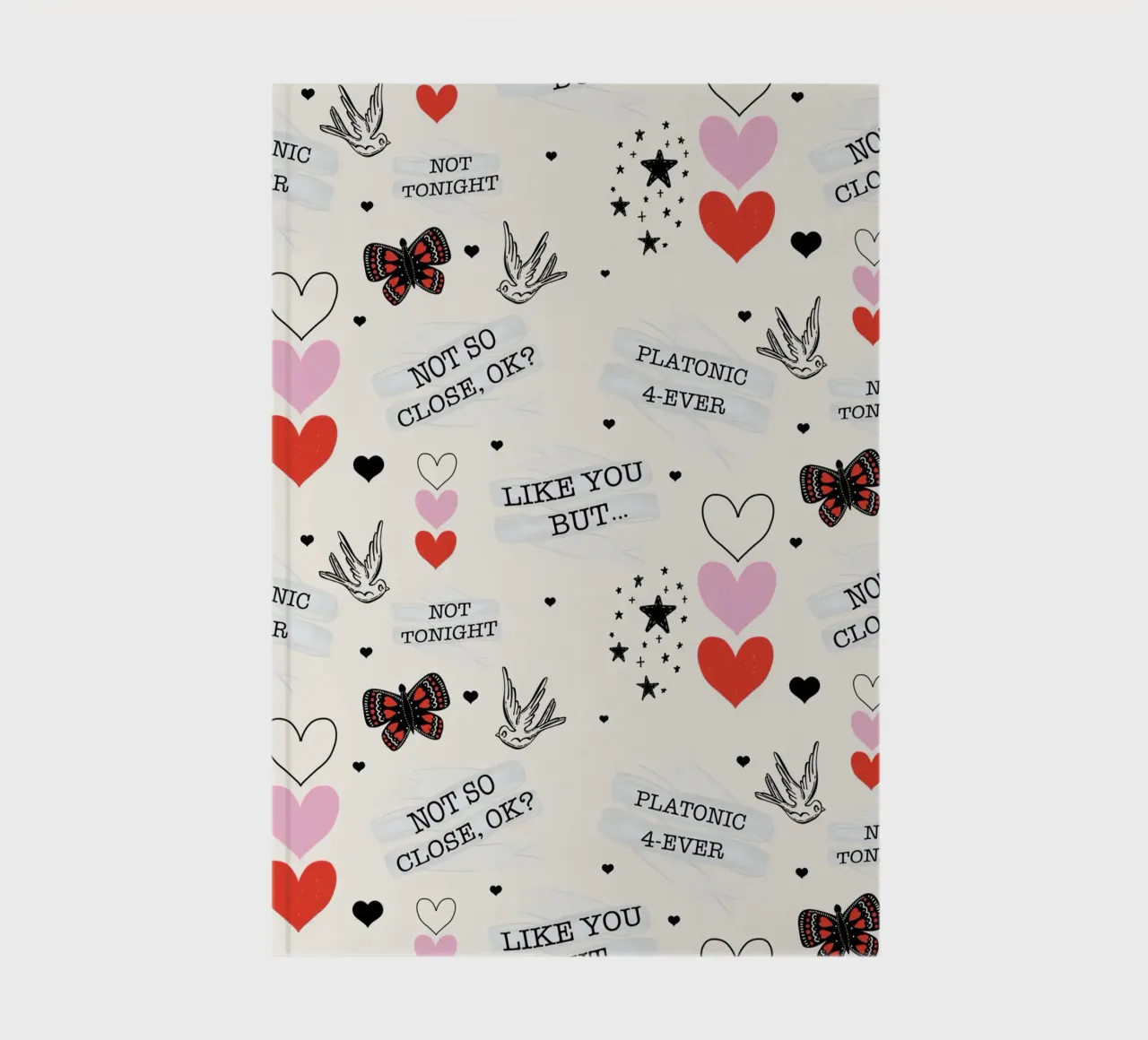 Mixed Signals - Quirky Valentine's Day Pattern notebook by susanacosta