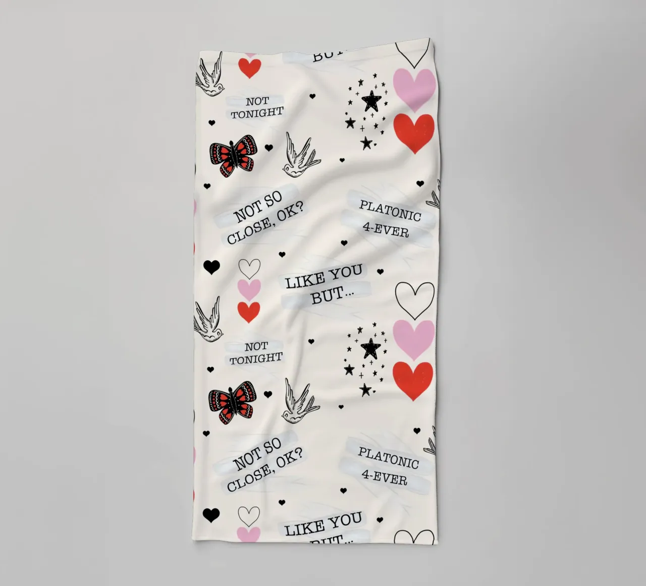 Mixed Signals - Quirky Valentine's Day Pattern towel by susanacosta
