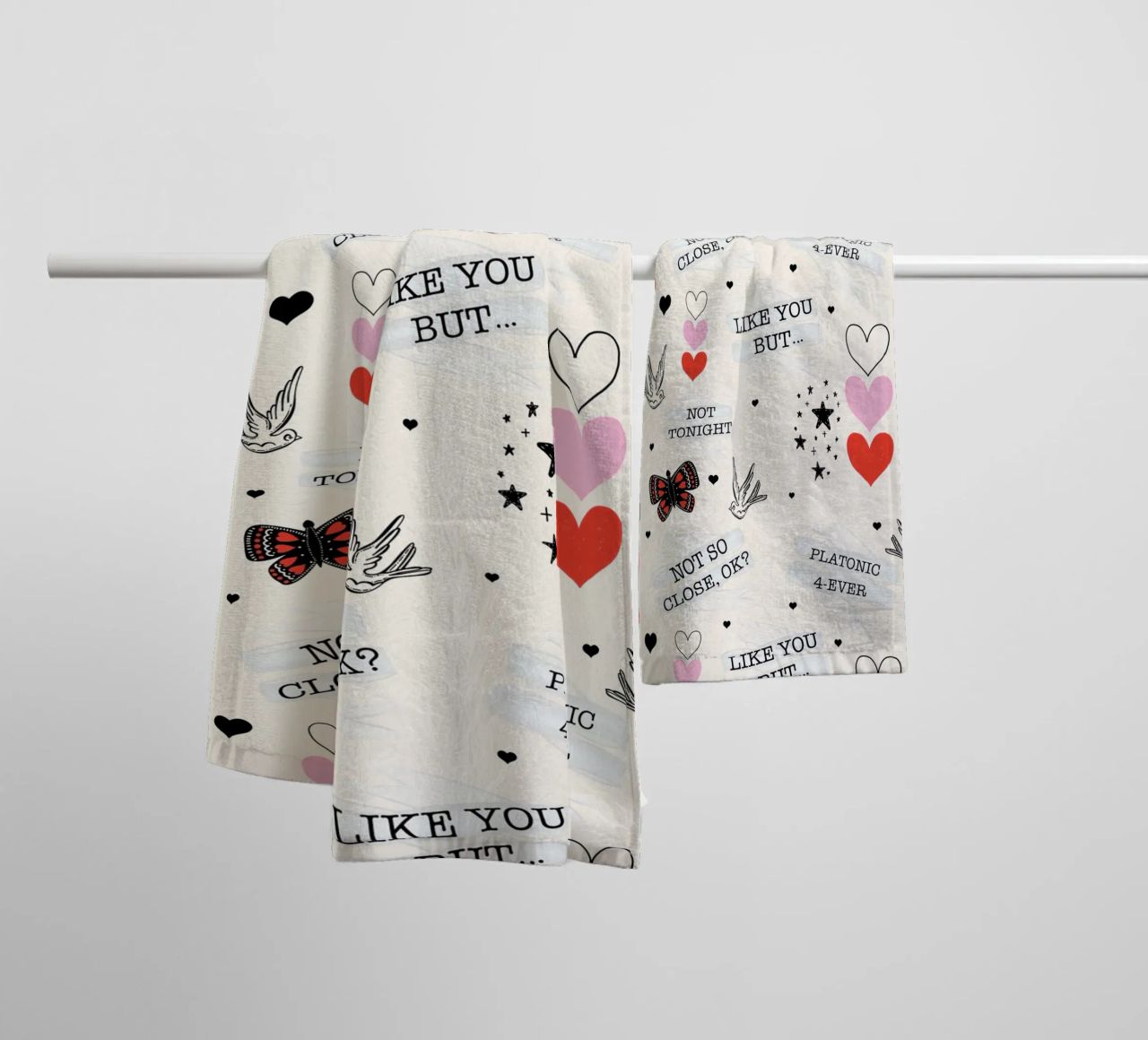 Mixed Signals - Quirky Valentine's Day Pattern towel by susanacosta