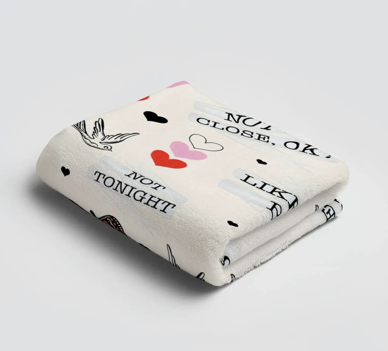 Mixed Signals - Quirky Valentine's Day Pattern towel by susanacosta