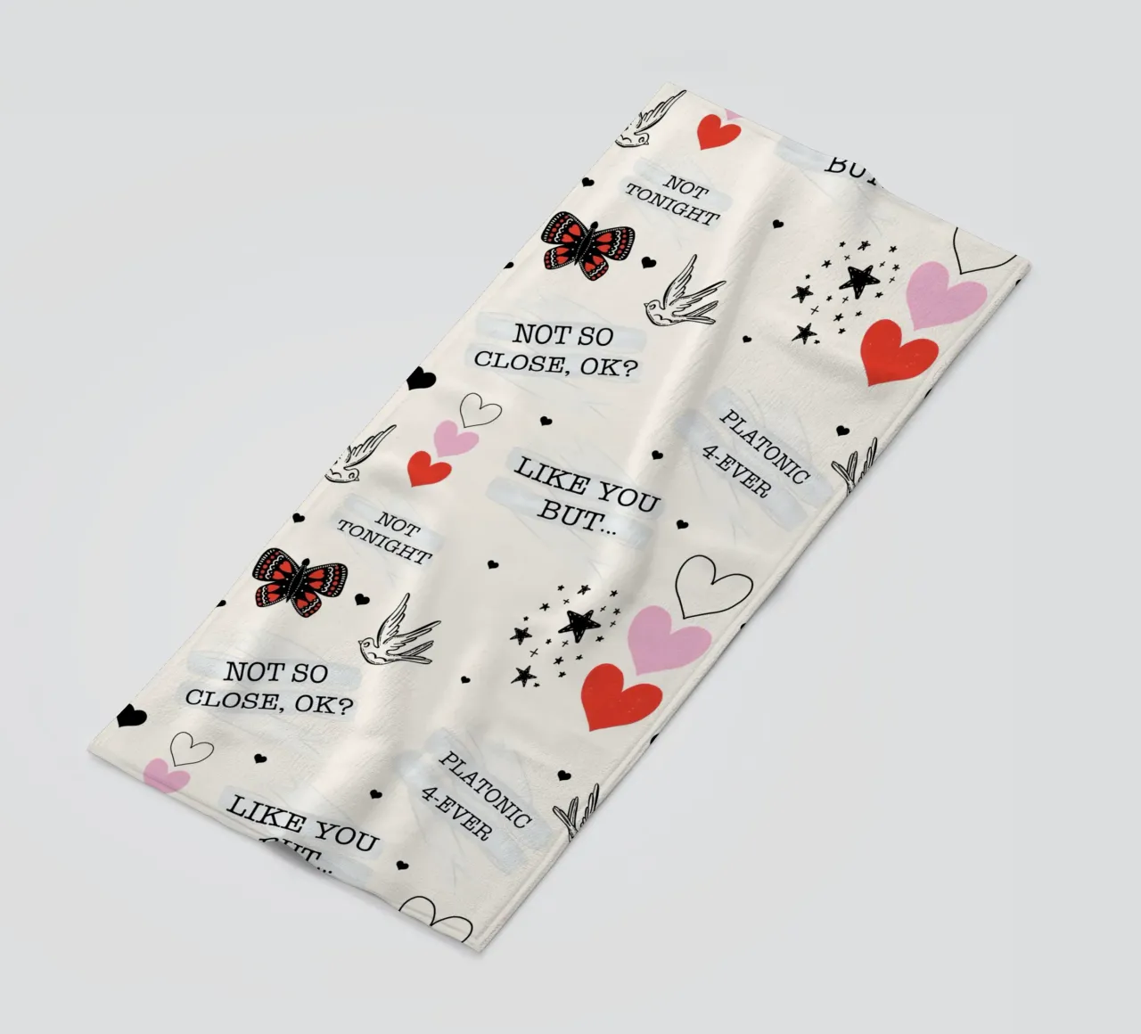 Mixed Signals - Quirky Valentine's Day Pattern beach towel by susanacosta