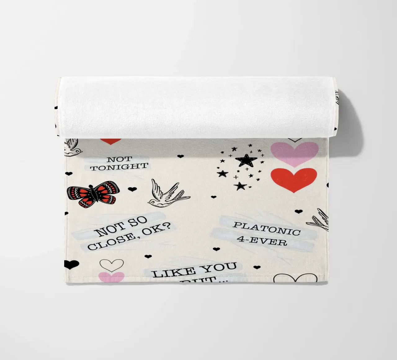 Mixed Signals - Quirky Valentine's Day Pattern beach towel by susanacosta