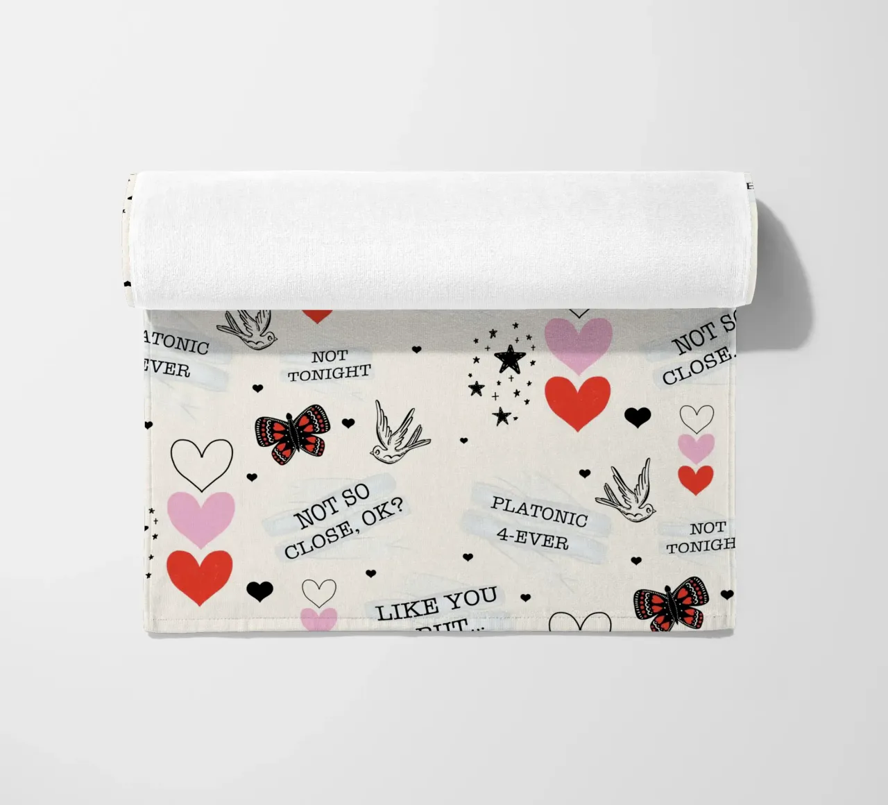 Mixed Signals - Quirky Valentine's Day Pattern beach towel by susanacosta
