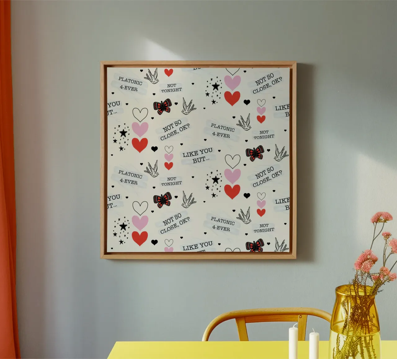 Mixed Signals - Quirky Valentine's Day Pattern canvas by susanacosta