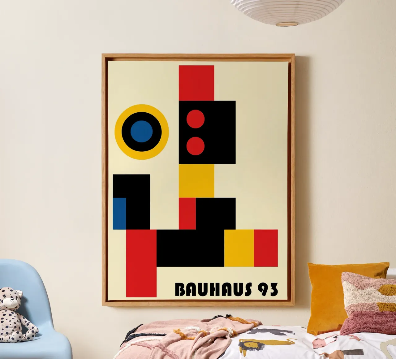 Bauhaus 93 | Abstract geometric shapes in Bauhaus style canvas with Floater frame by Autofocus