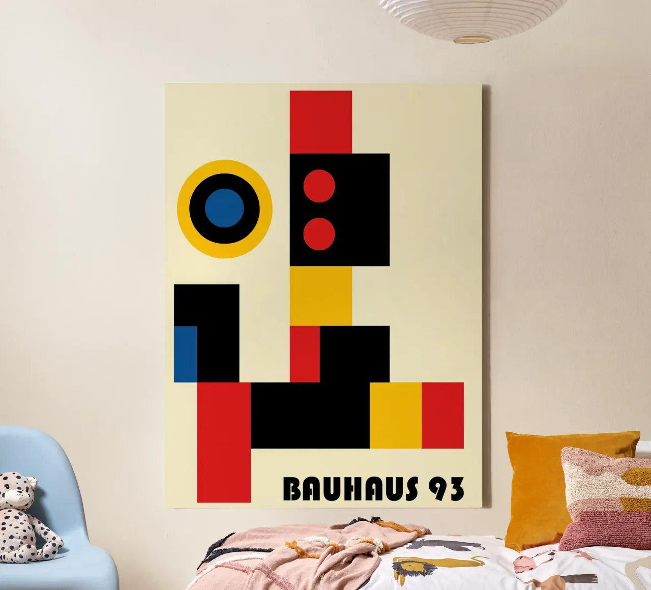 Bauhaus 93 | Abstract geometric shapes in Bauhaus style canvas with Floater frame by Autofocus