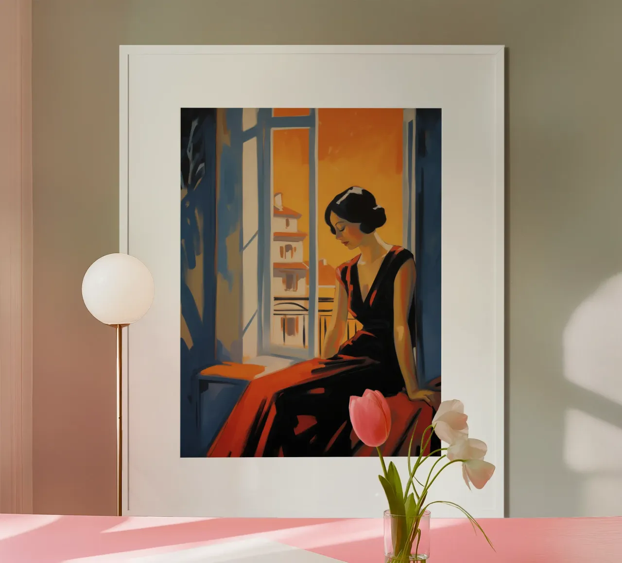 Donna all'ultima luce del sole | Pittura classica poster con telaio in alluminio da Autofocus