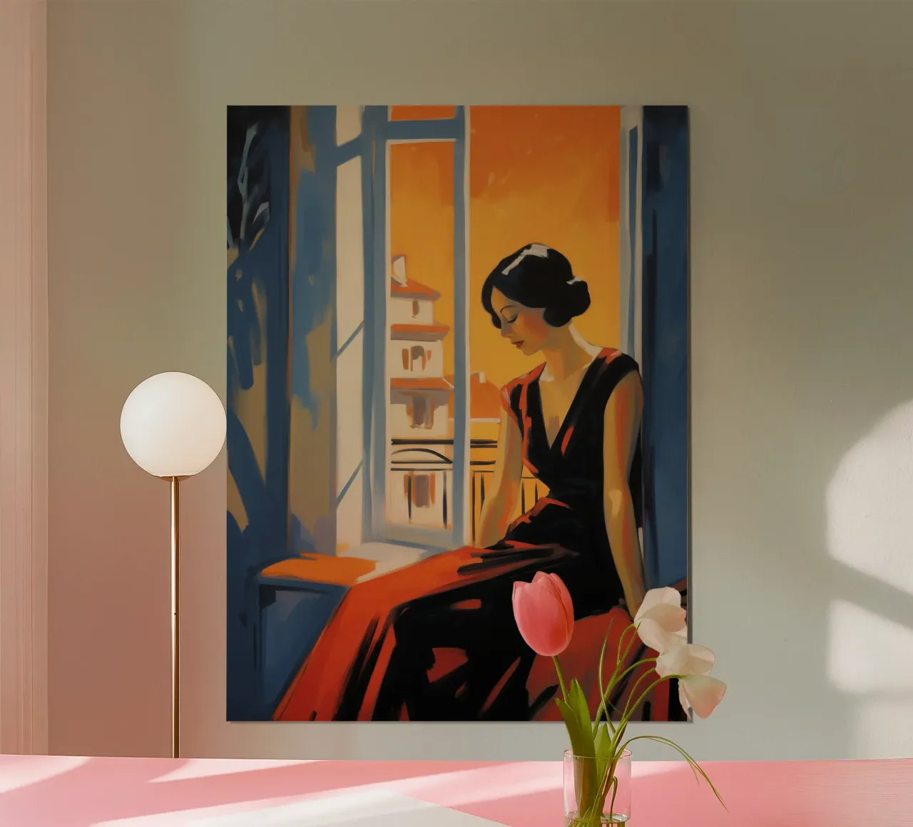 Donna all'ultima luce del sole | Pittura classica poster con telaio in alluminio da Autofocus