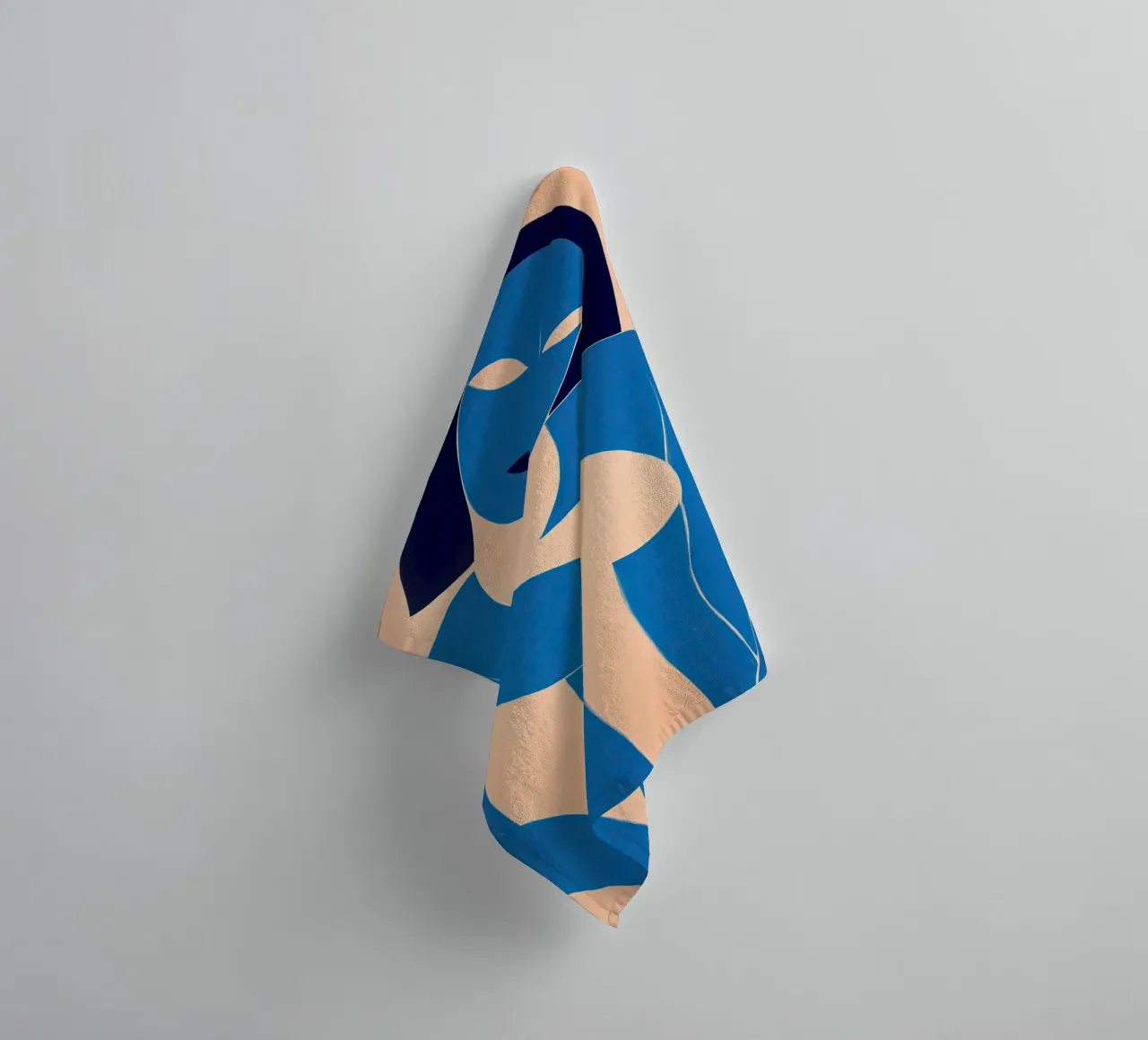 Abstract naakte vrouw met donker haar | Matisse stijl badhanddoek van Autofocus