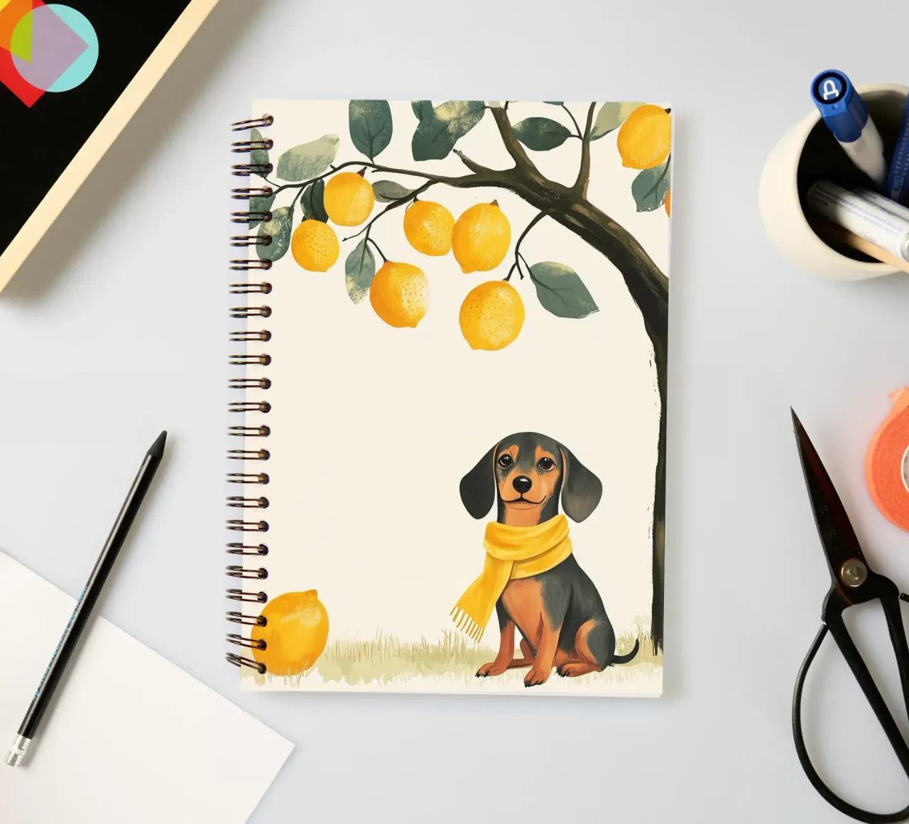 Dachshund Under the Lemon Tree spiral notebook by studiofox
