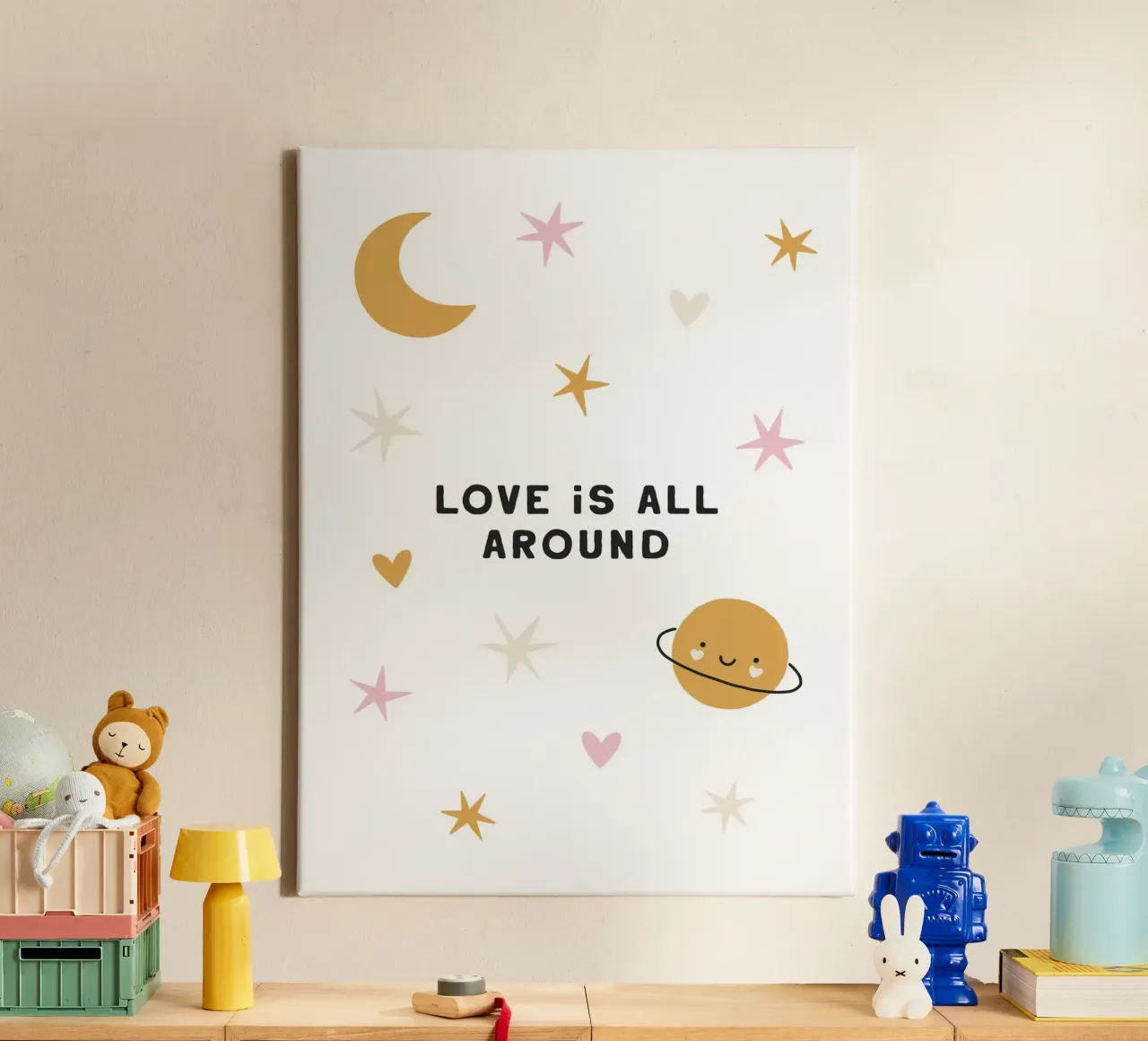 Love Is All Around tela con Cornice a cassetta da treechild