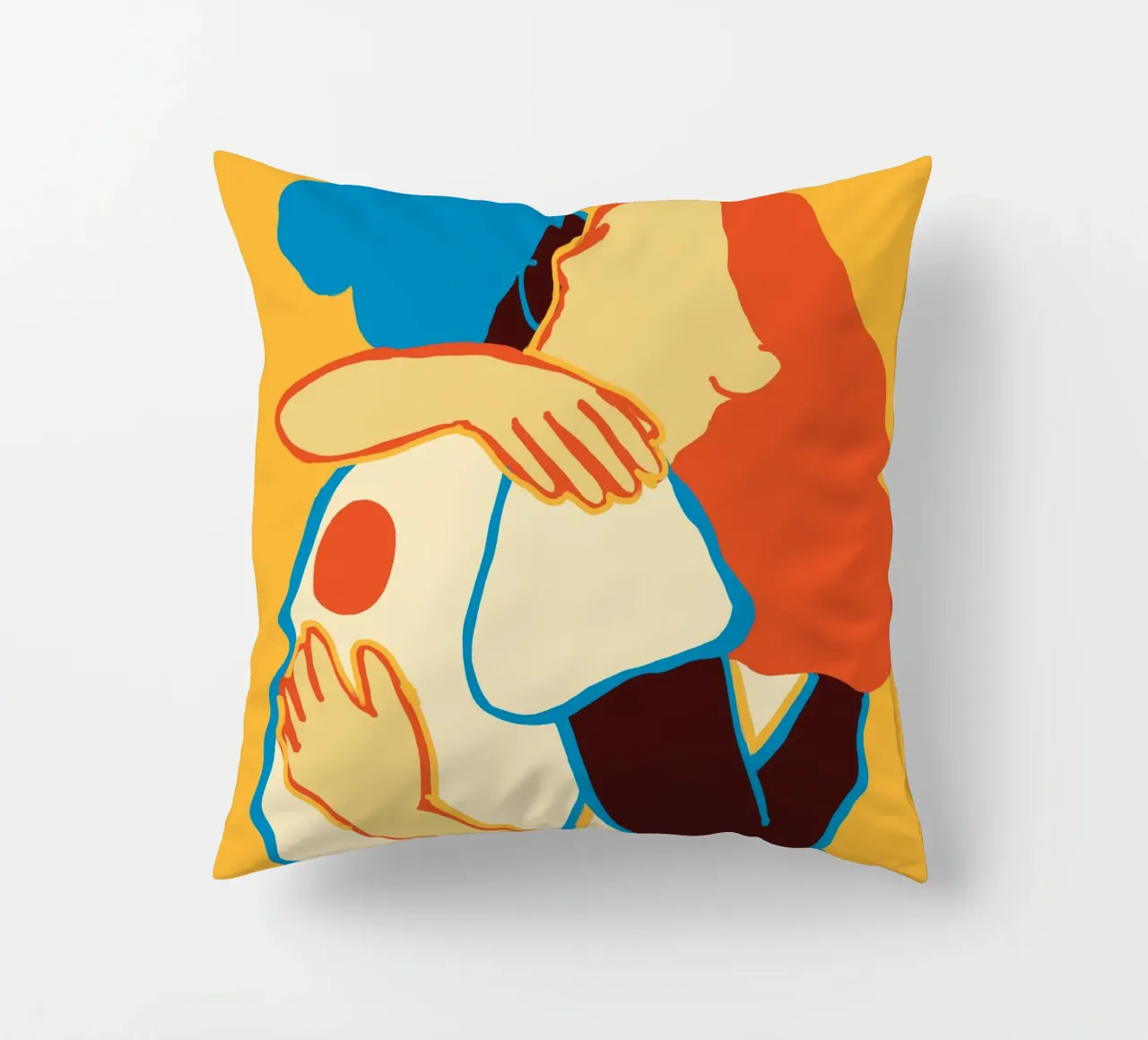 L'abbraccio colorato di due donne cuscino da tainah negreiros