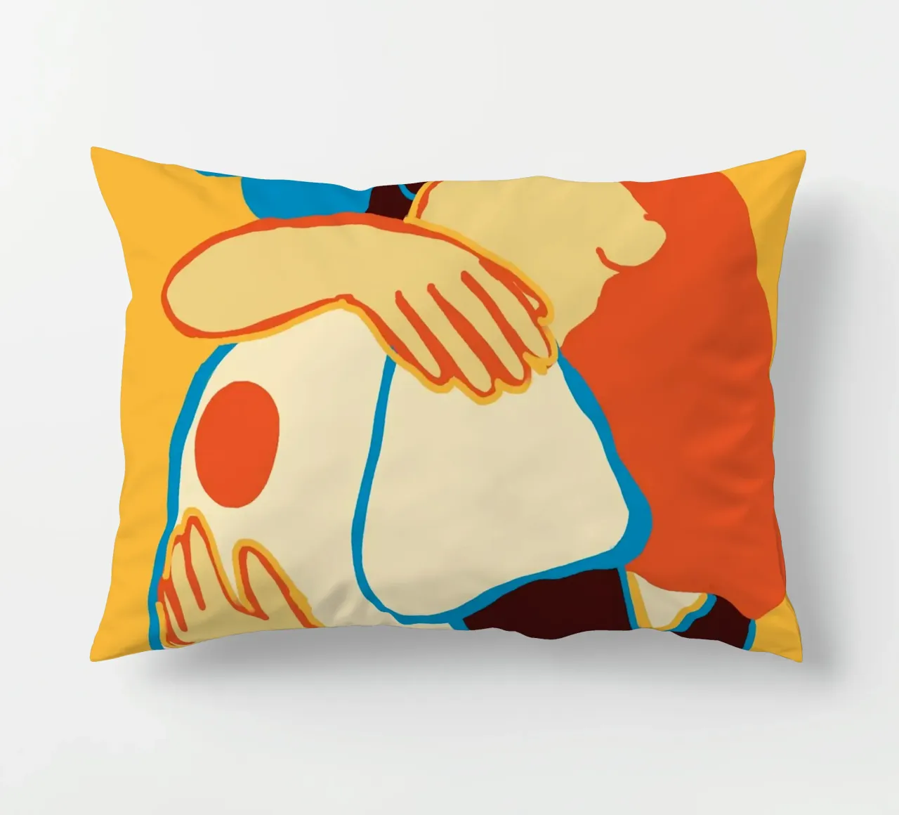 L'abbraccio colorato di due donne cuscino da tainah negreiros