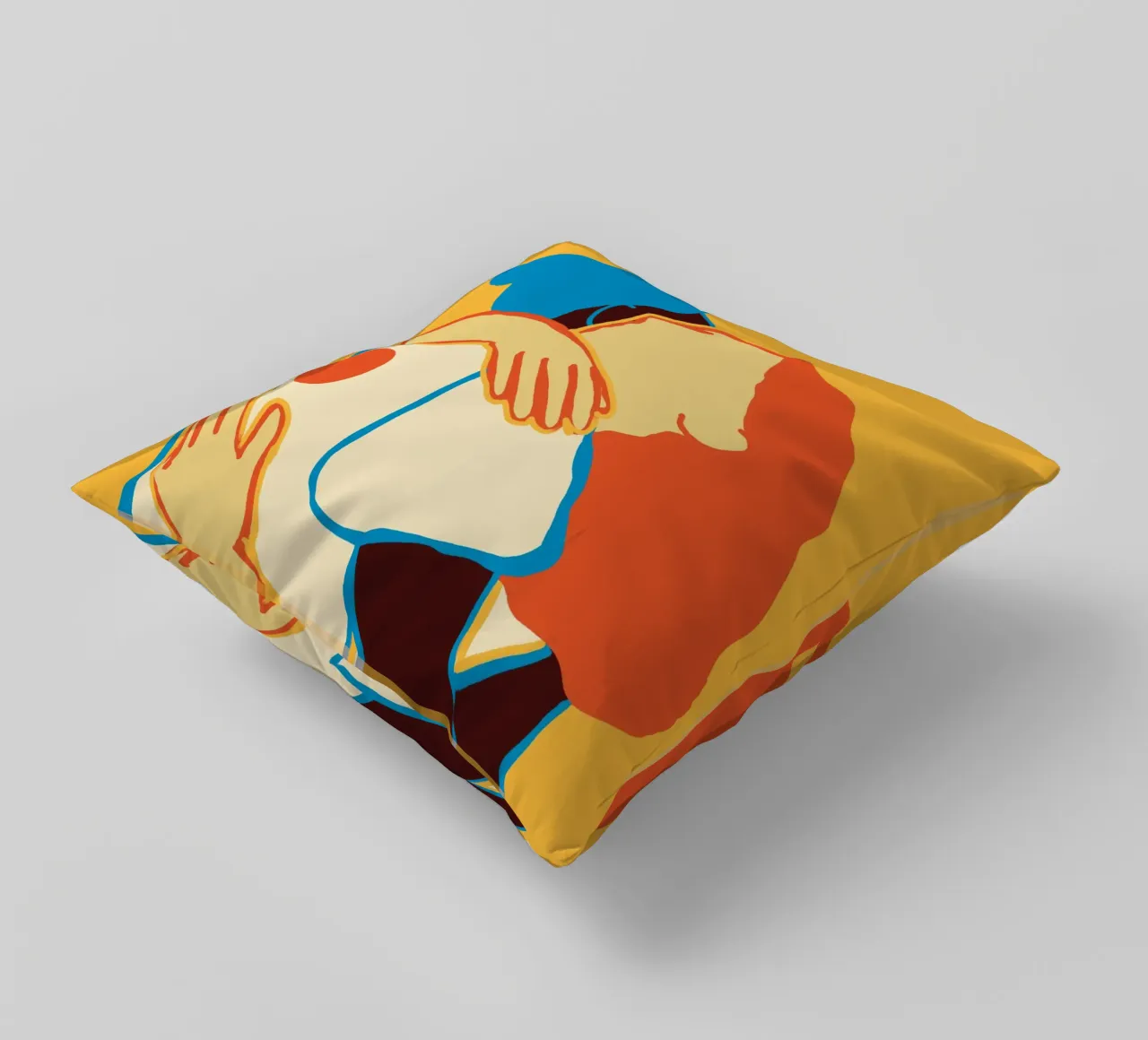 L'abbraccio colorato di due donne cuscino da tainah negreiros