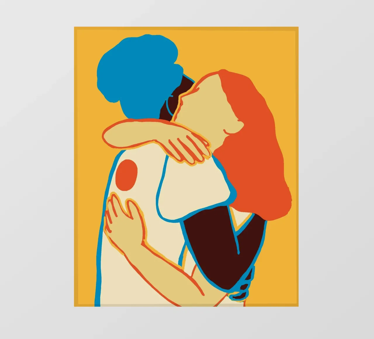 L'abbraccio colorato di due donne telo in pvc da tainah negreiros