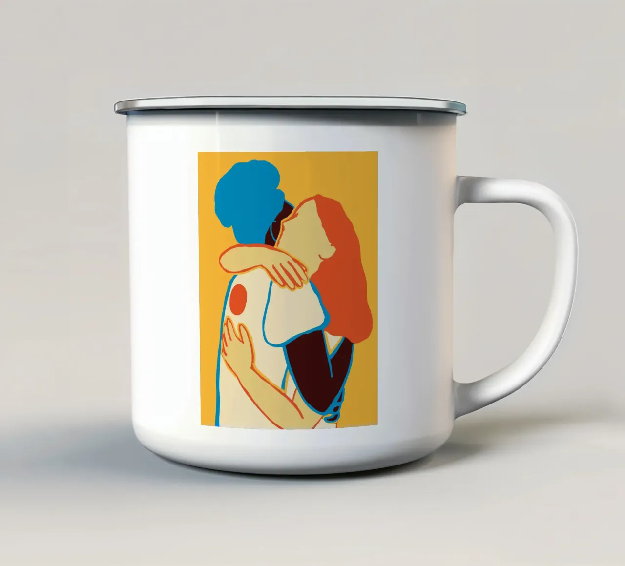 L'étreinte colorée de deux femmes mug en émail de tainah negreiros