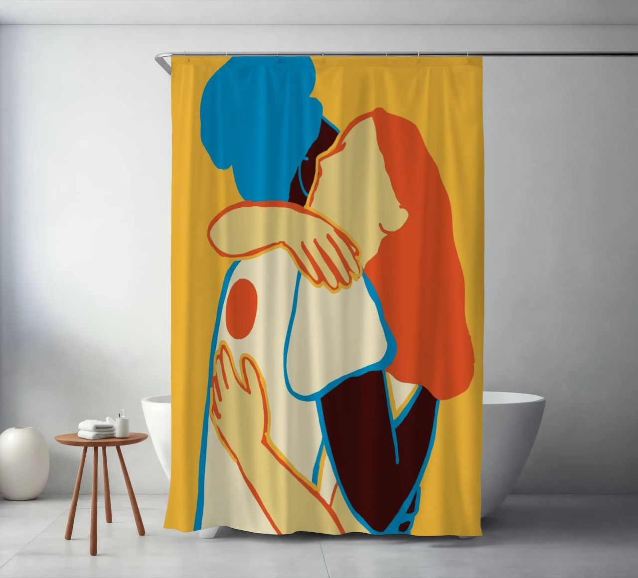 L'abbraccio colorato di due donne tenda da doccia da tainah negreiros