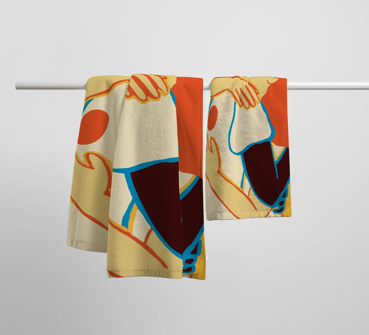 L'abbraccio colorato di due donne asciugamano da bagno da tainah negreiros