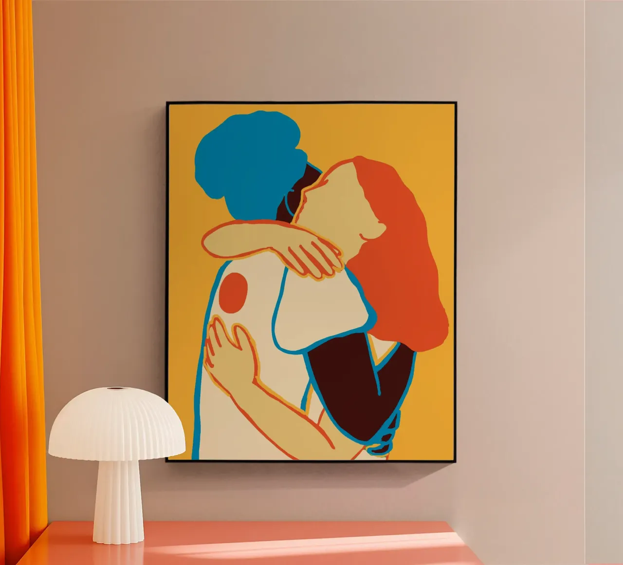 L'abbraccio colorato di due donne plexiglass da tainah negreiros