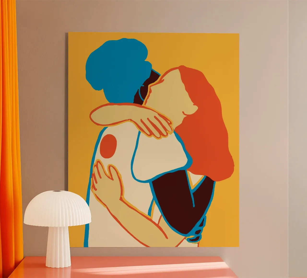 L'abbraccio colorato di due donne plexiglass da tainah negreiros