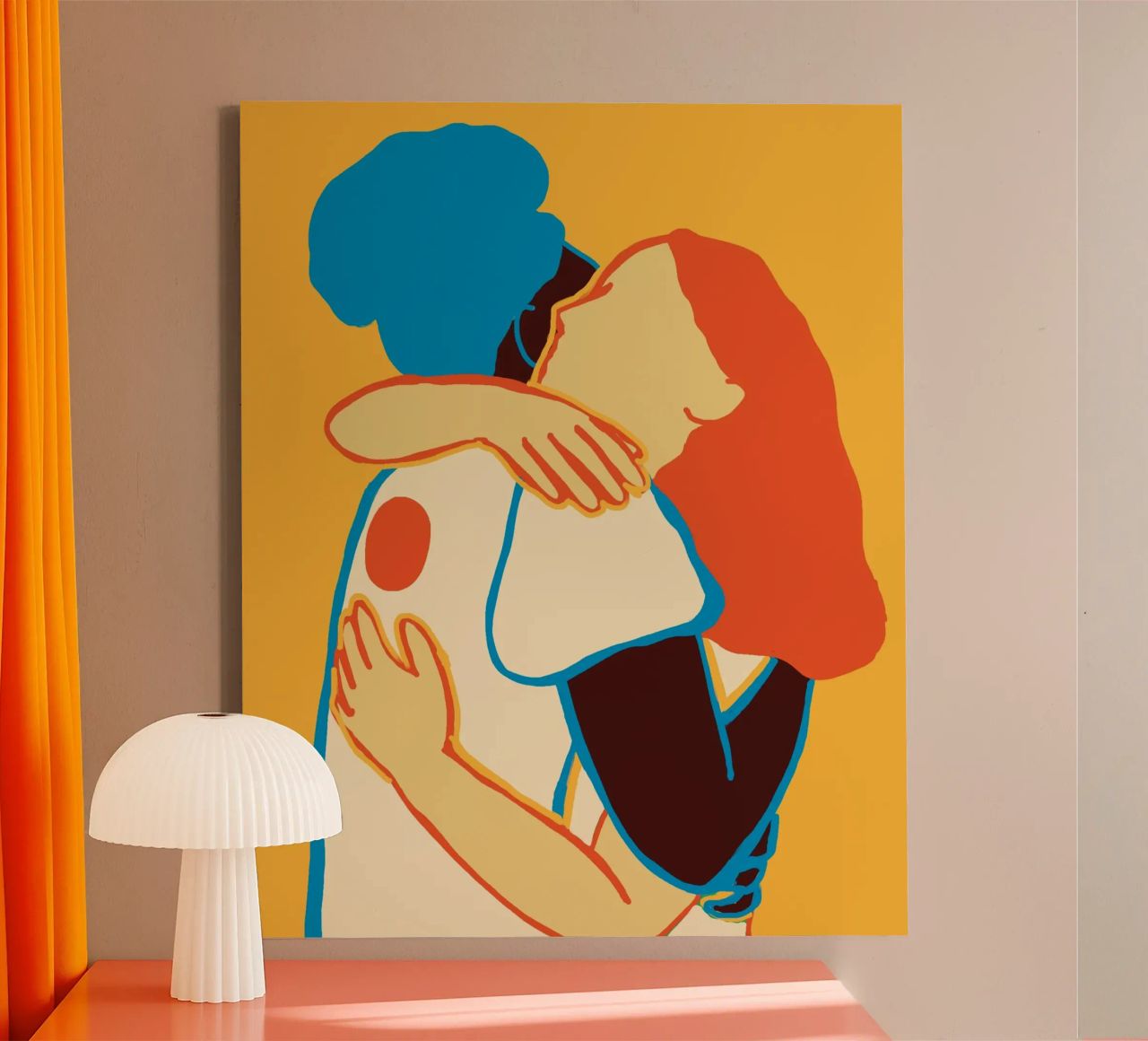 L'abbraccio colorato di due donne tela da tainah negreiros