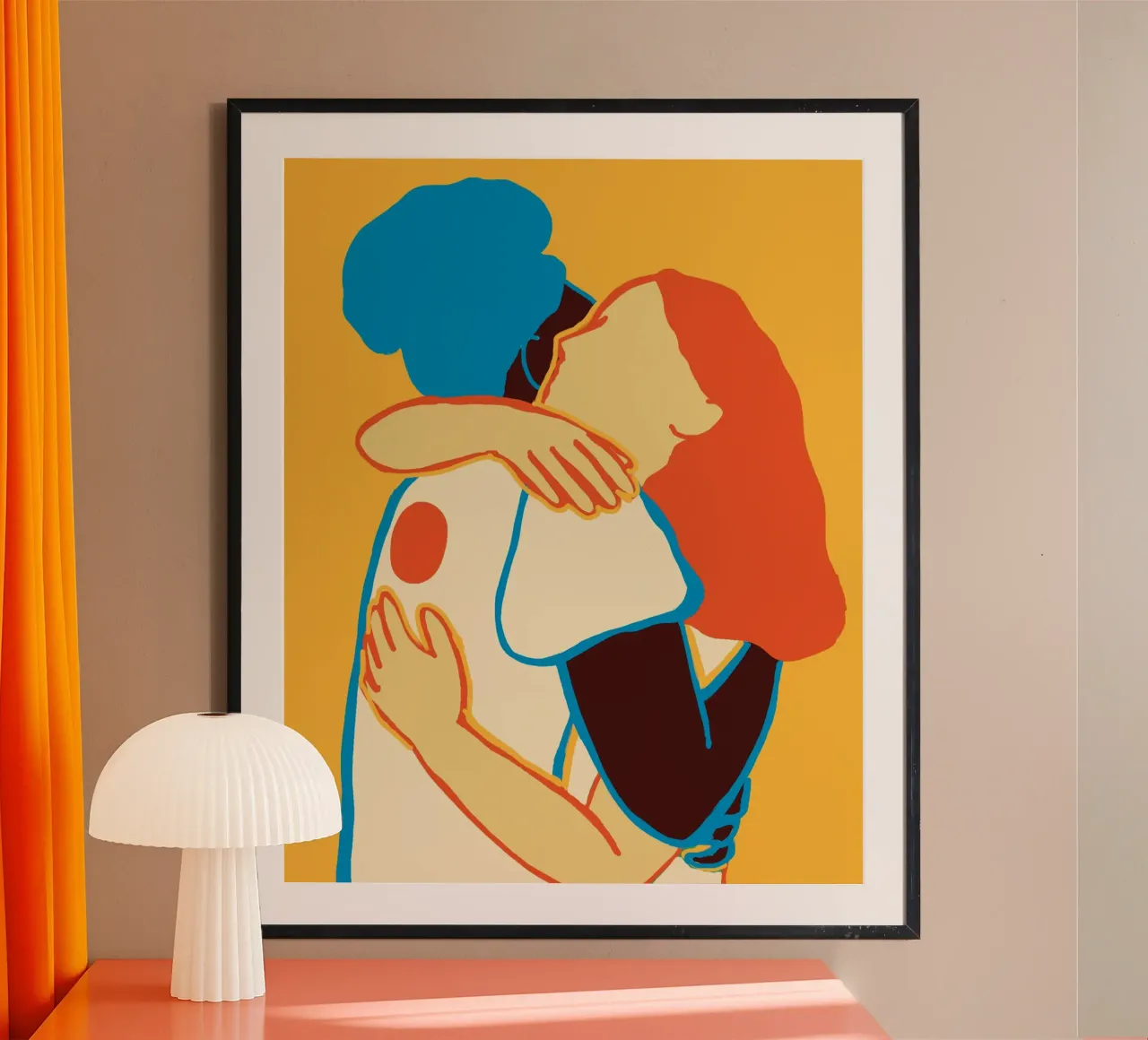 L'abbraccio colorato di due donne carta hahnemühle da tainah negreiros