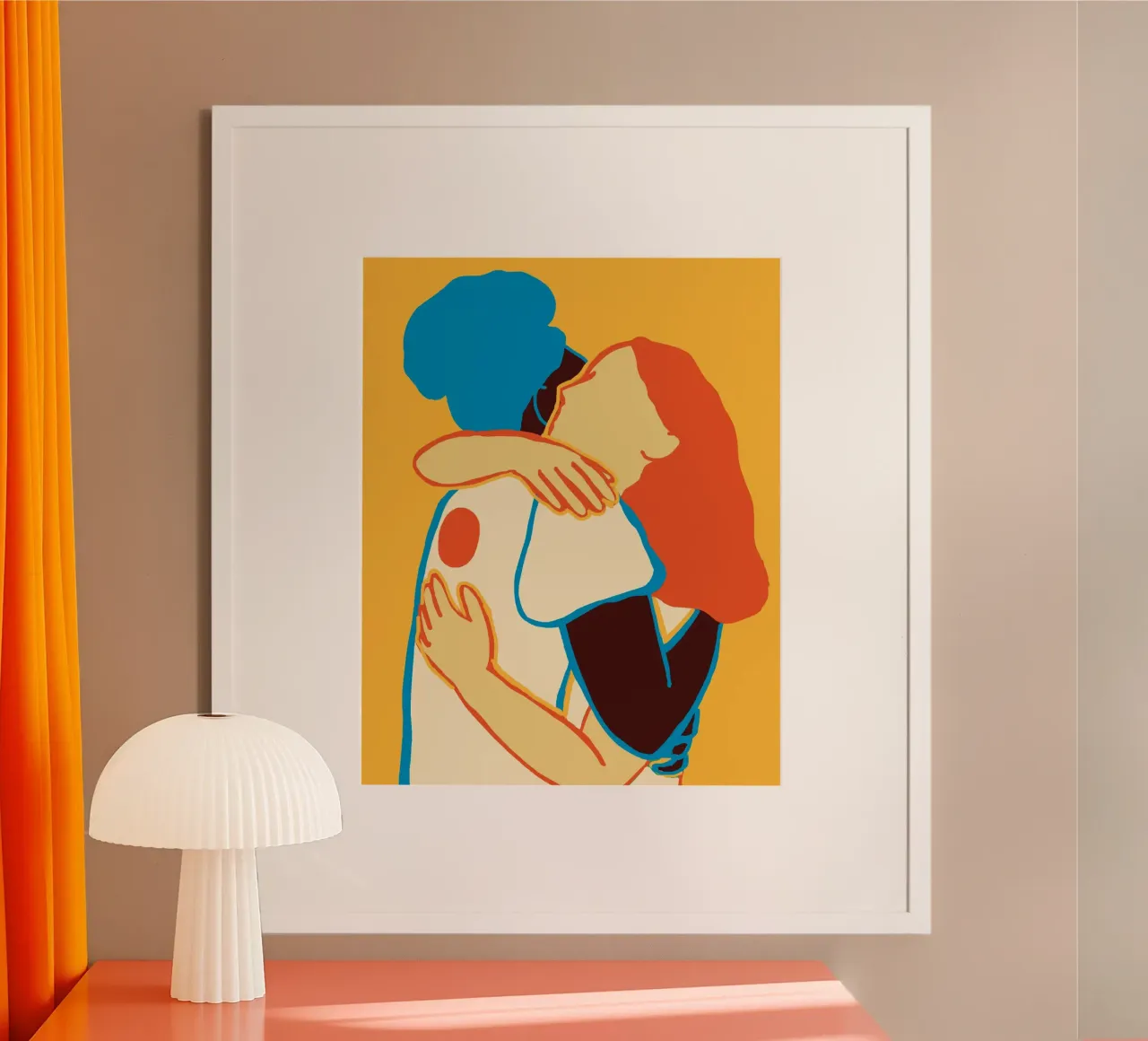 The colorful hug of two women hahnemühle by tainah negreiros