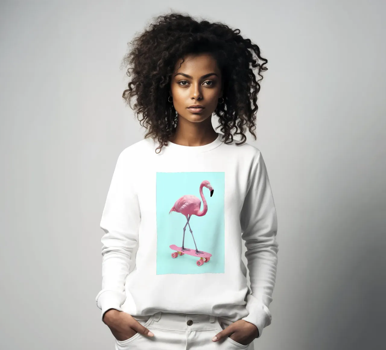 Skate Flamingo sweatshirt van Paul Fuentes Design
