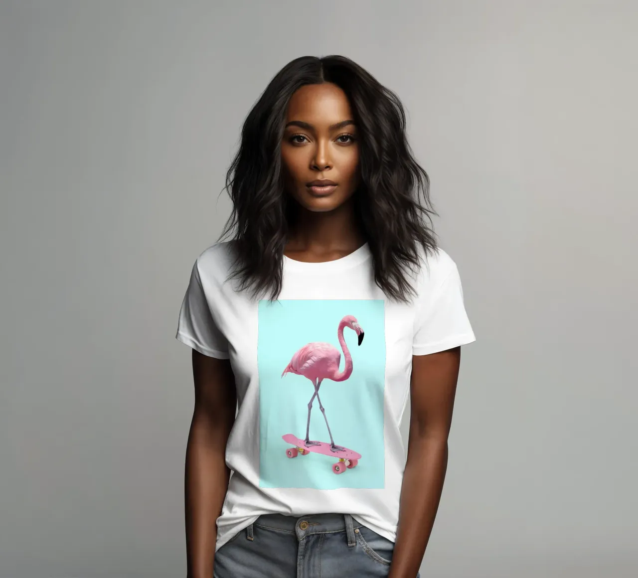 Skate Flamingo t-shirt da donna da Paul Fuentes Design