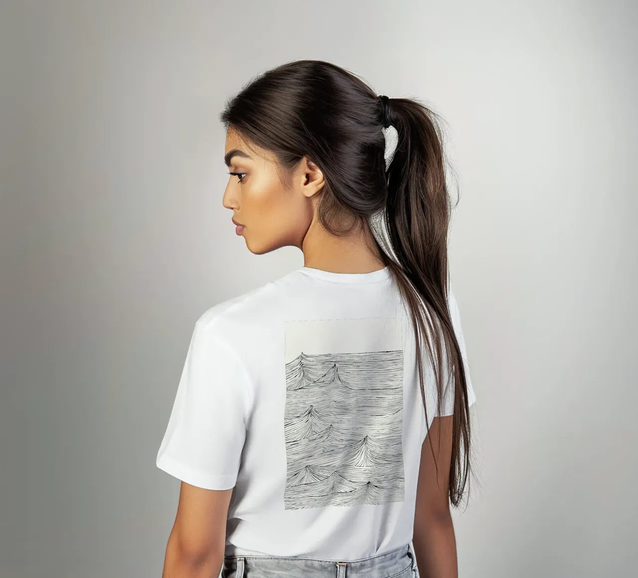"Eternal Flow" - un mouvement intemporel dans une structure monochrome t-shirt de Kunst und Kontrast