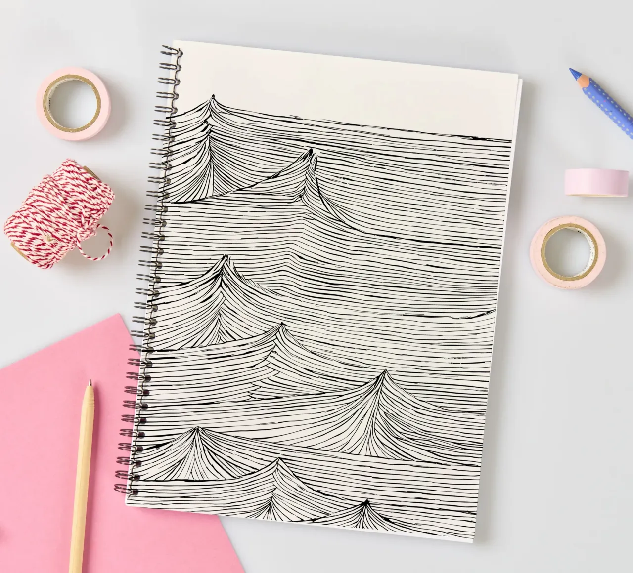 "Eternal Flow" - Timeless movement in a monochrome structure spiral notebook by Kunst und Kontrast