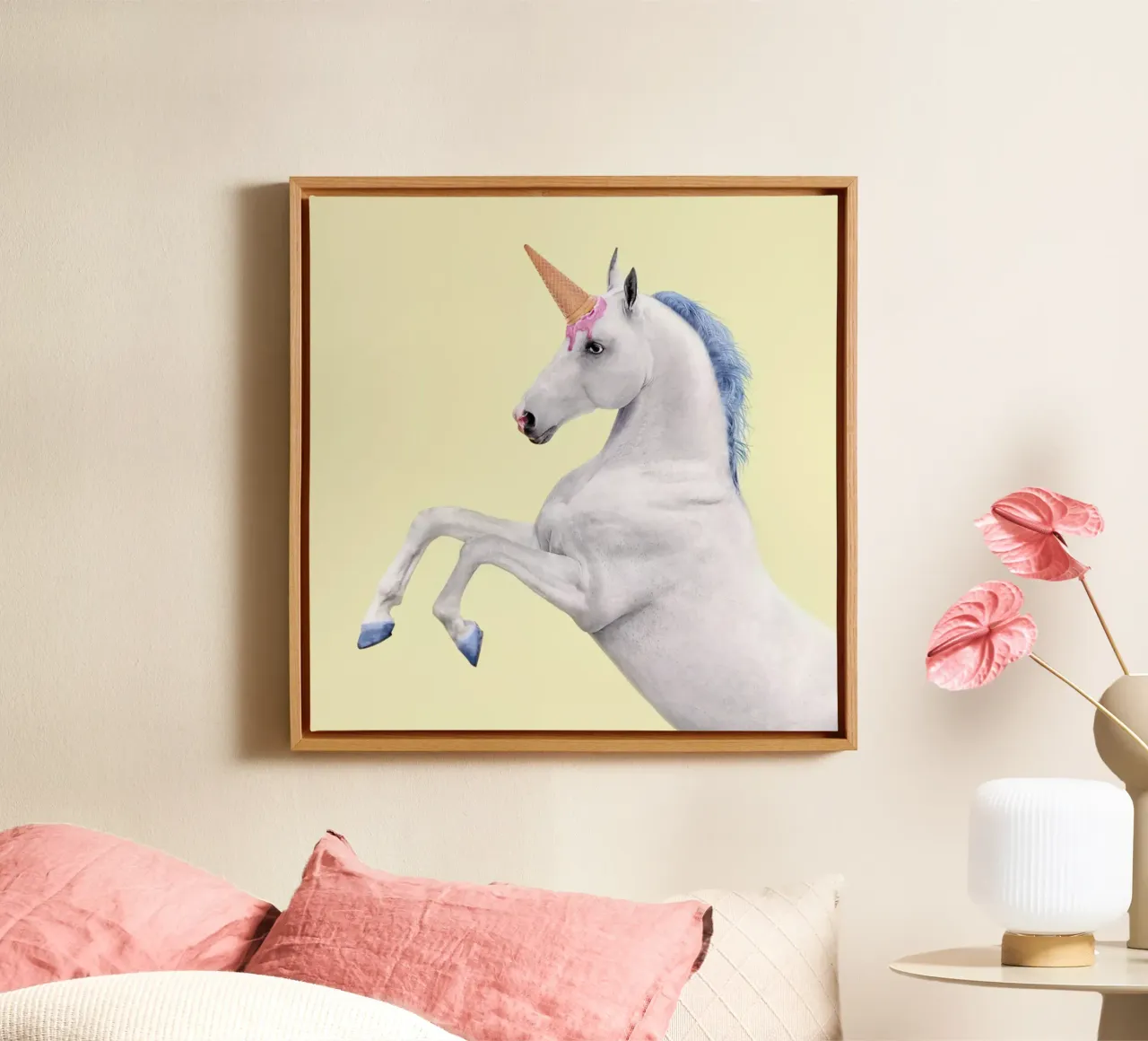 Ice Cream Unicorn tela con Cornice a cassetta da Paul Fuentes Design