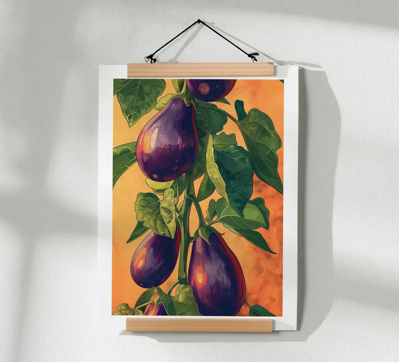 Melanzane su pianta poster con telaio in alluminio da Spice & Style
