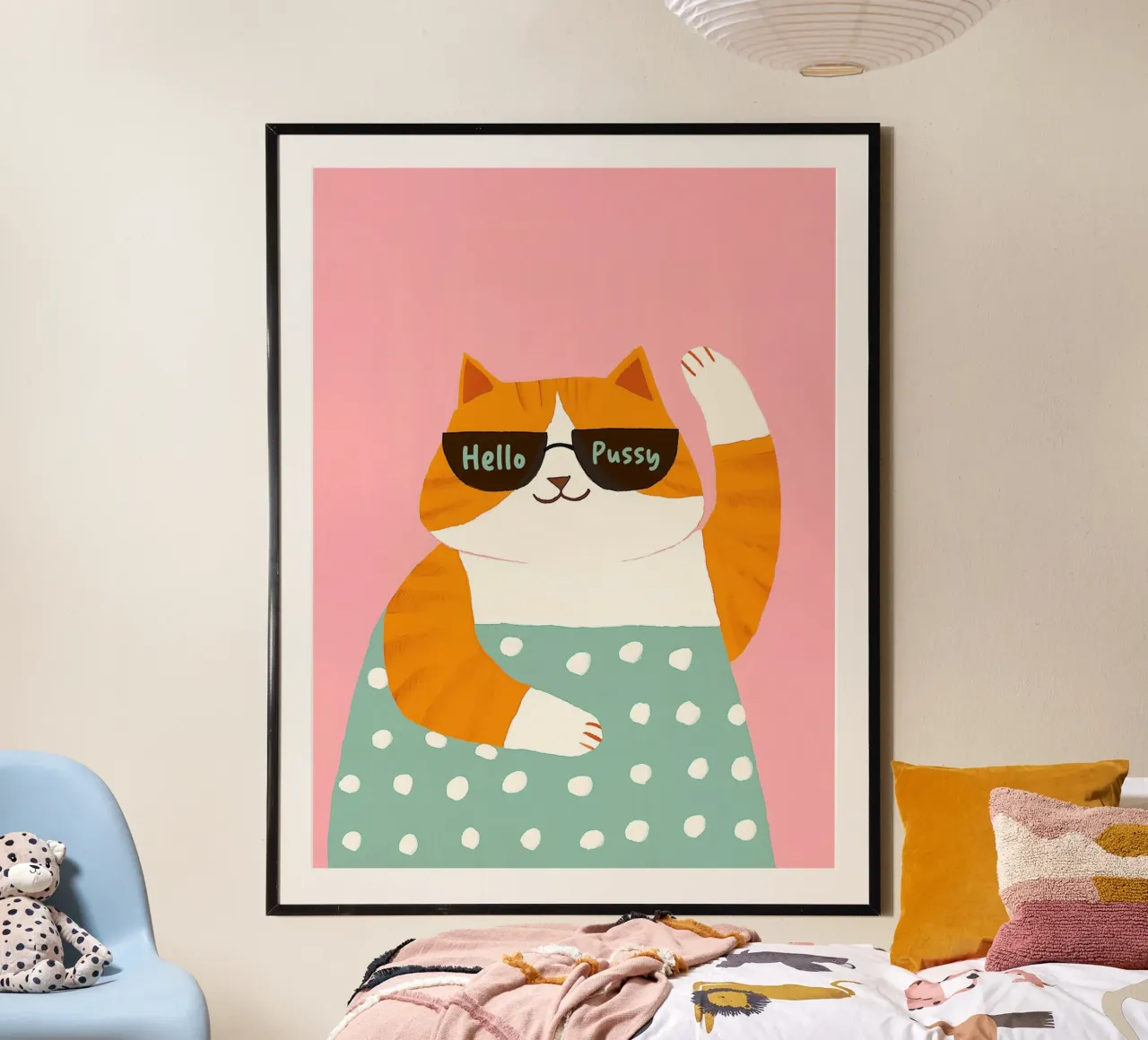 Ciao gatto Figa Cool Doodle poster da Carinaprint