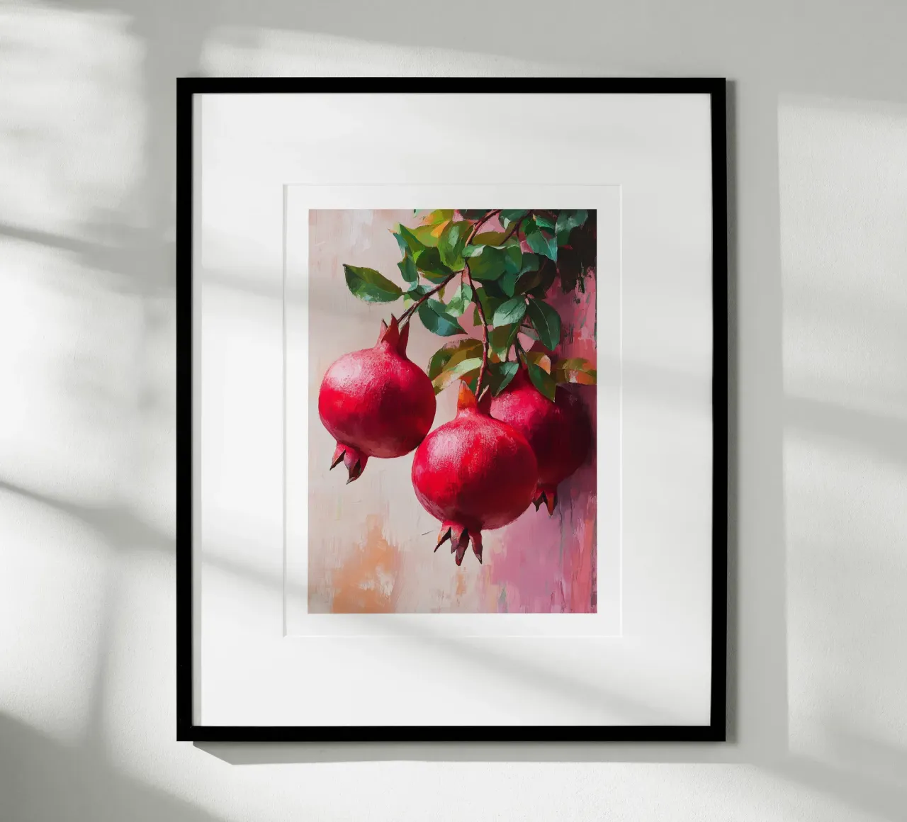 Granate dipinte sui rami poster con telaio in alluminio da Spice & Style