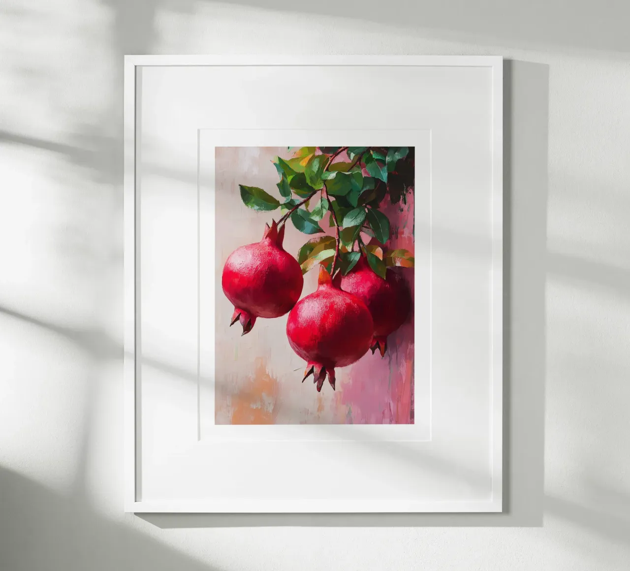 Granate dipinte sui rami poster con telaio in alluminio da Spice & Style