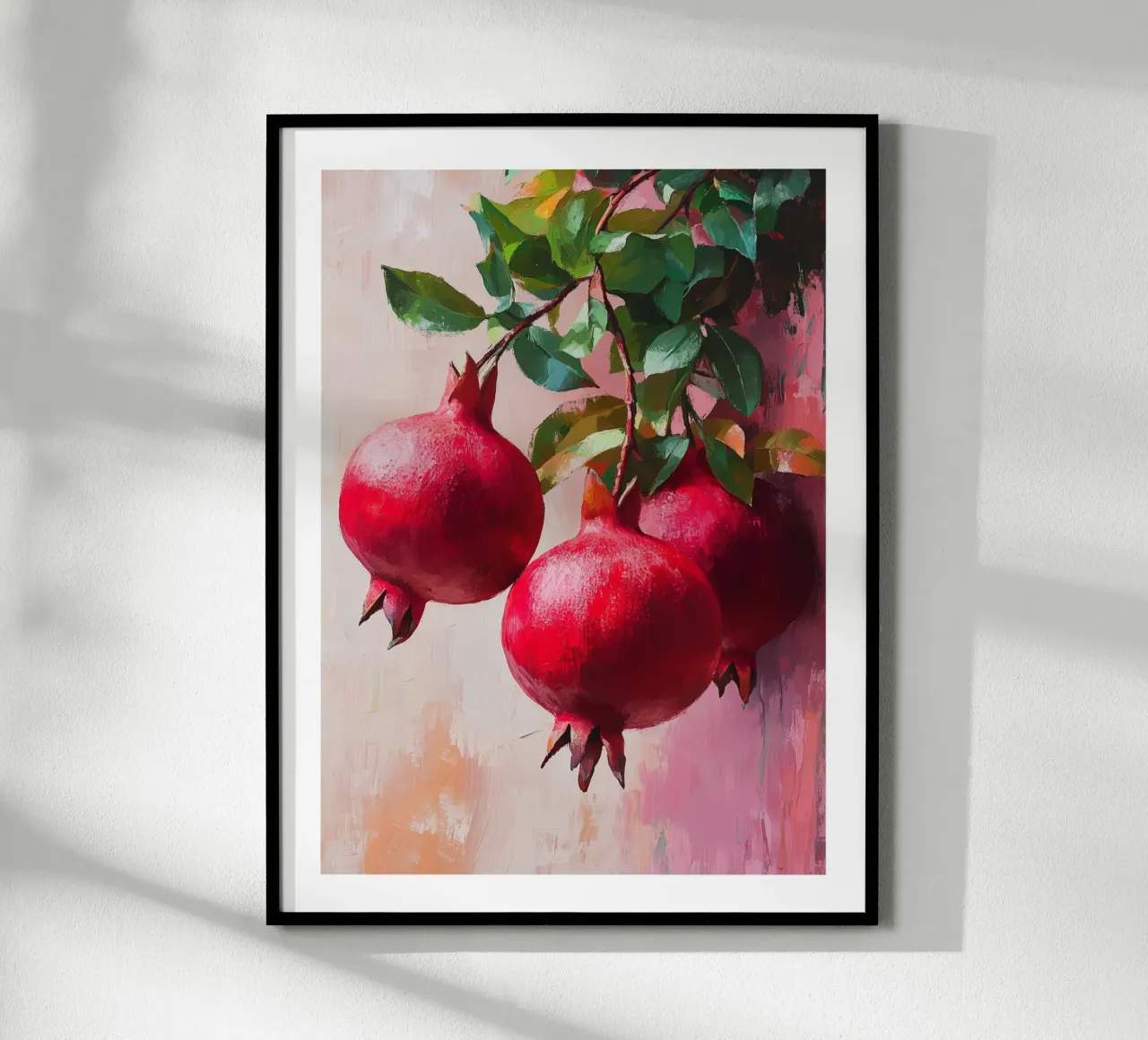 Granate dipinte sui rami poster con telaio in alluminio da Spice & Style