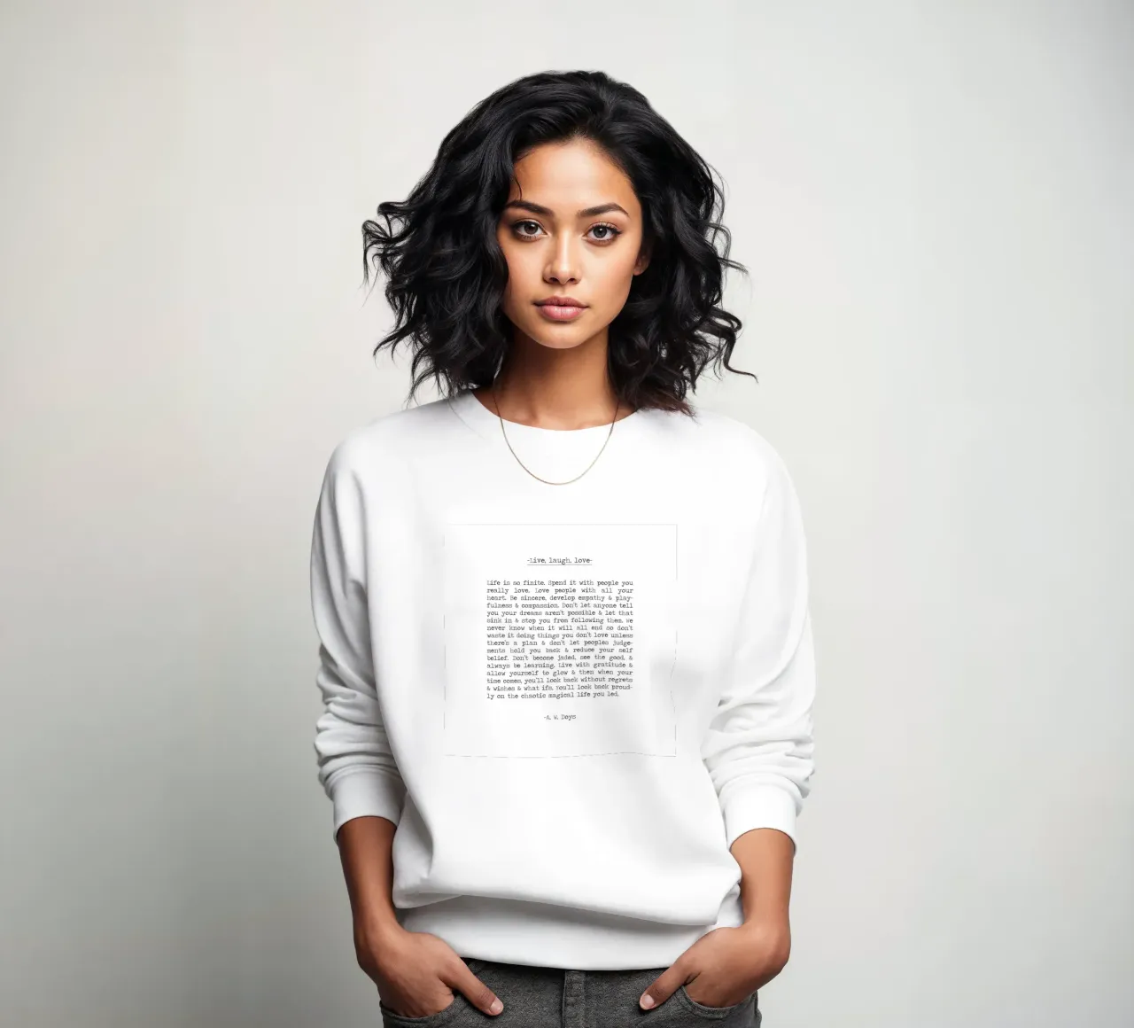 Lebe Lache Liebe Lang A. W. Doys Schreibmaschine Typografie Zitat Sweatshirt von Summer Soul Co. - Quotes