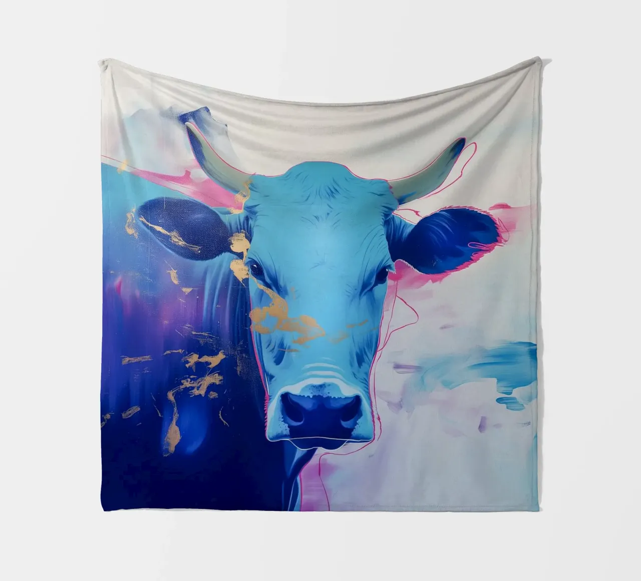 Mucca blu popart coperta in pile da Carinaprint