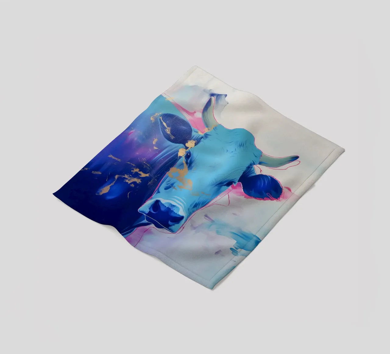Mucca blu popart coperta in pile da Carinaprint
