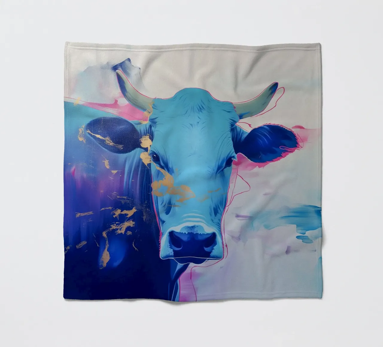 Mucca blu popart coperta in pile da Carinaprint