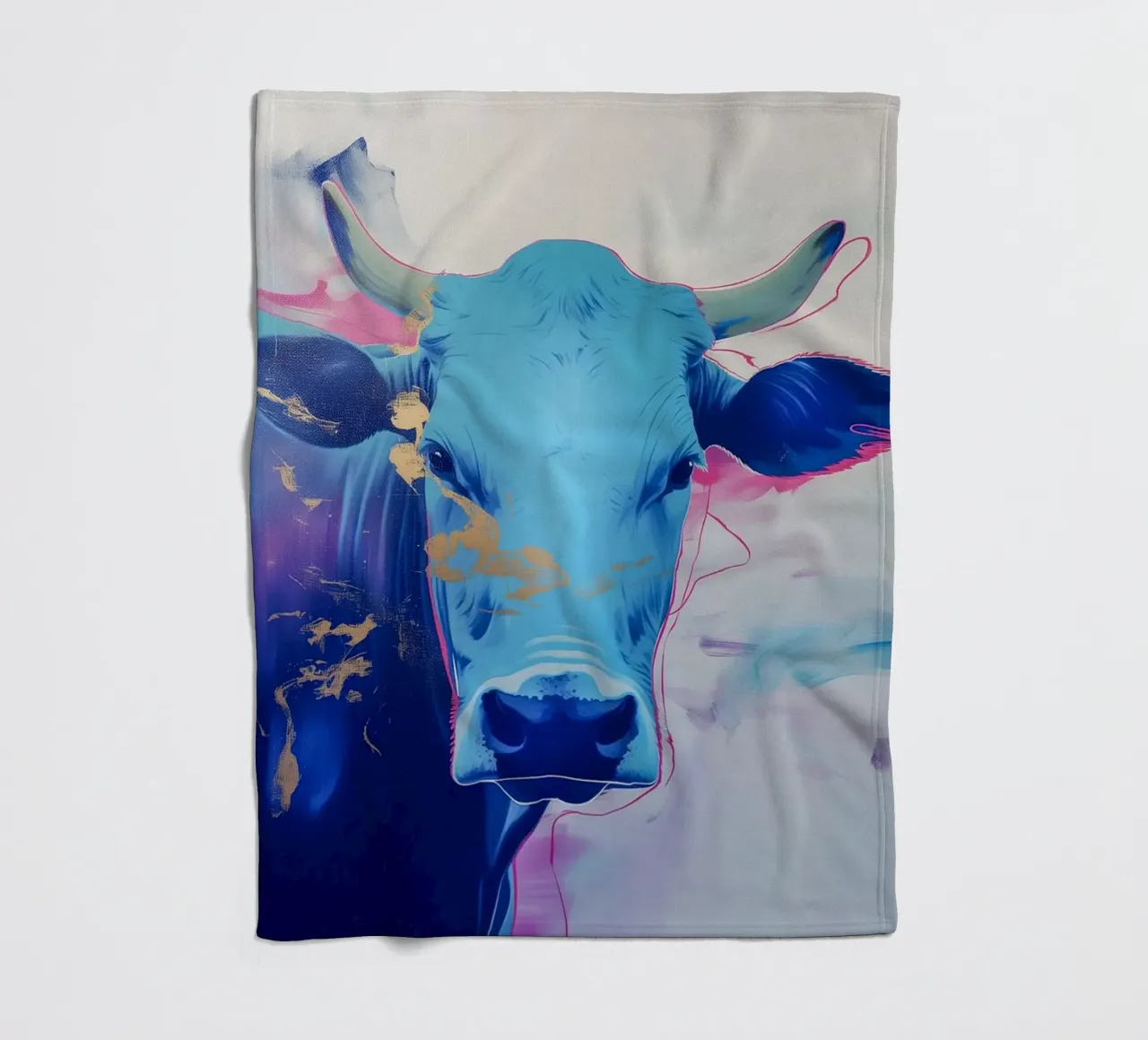 Mucca blu popart coperta in pile da Carinaprint