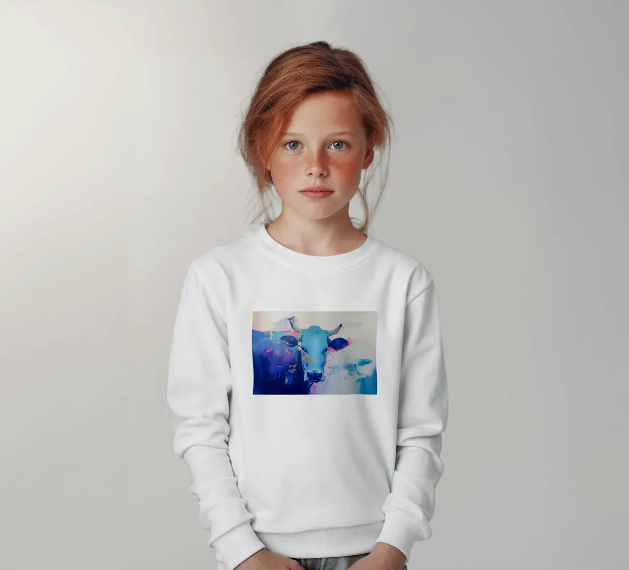Mucca blu popart felpa bambino da Carinaprint